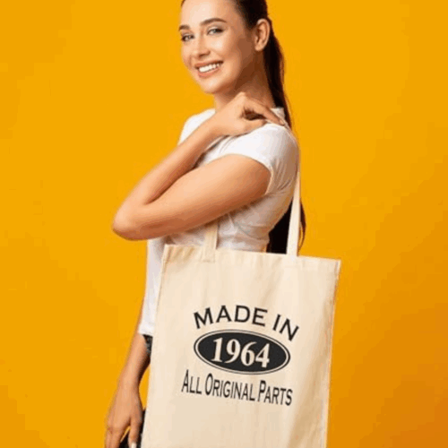 Tote Bag Noir Tissu Canvas avec motif