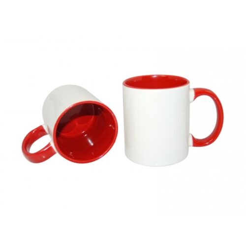 Mug Blanc Personnalisé - Intérieur et Poignée | rouge